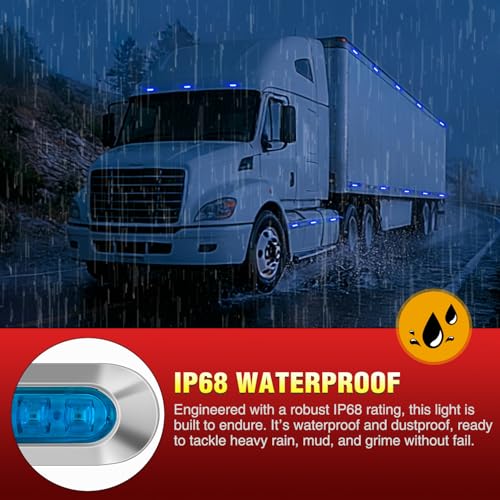 Nilight 3.7" blue Oval Side Marker Light, 4 LED IP68 Waterproof - color: Blue 3.7" 10Pcs