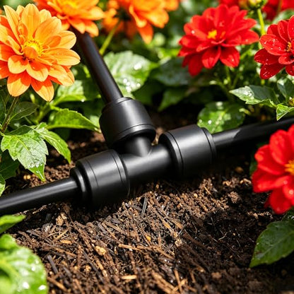 1/4 Inch Drip Irrigation Tee Fittings, 22 Pieces Push-to-fit Tee Connectors for 1/4" Irrigation Tubing Leak Free Drip Line T Parts for Garden Lawn Irrigation System - size: 1/4" Push to Connect Tee