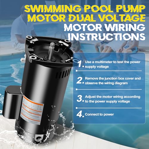 SQ1202 Pool Pump Motor 2HP 48Y Frame Fit for Century A.O.Smith Single Speed - size: 2 HP SQ1202 48Y Frame