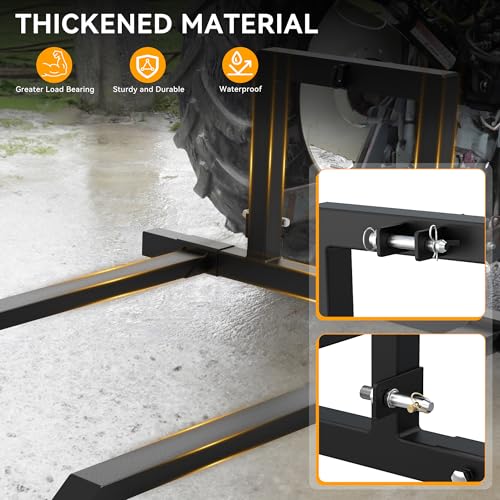 YINTATECH 50" 3 Point Pallet Forks, 1500lbs Capacity Fork Attachments
