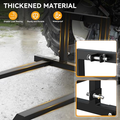 YINTATECH 50" 3 Point Pallet Forks, 1500lbs Capacity Fork Attachments