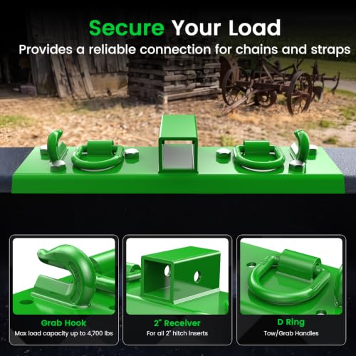 JY PERFORMANCE Tractor Bucket Grab Hooks Compact Bolt On - color: Green