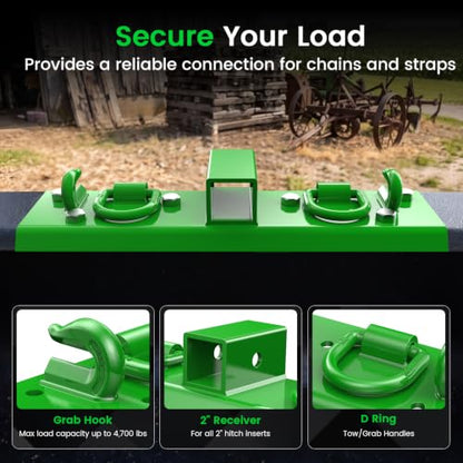 JY PERFORMANCE Tractor Bucket Grab Hooks Compact Bolt On - color: Green