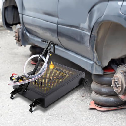 25 Gallon Oil Drain Pan with 155W Electric Pump & 7.2 Ft Hose Low Profile Oil Drain Tank Oil Drain Cart with Foldable T-Handle, Oil Change Pan for Car, SUV, Truck - size: B-25 Gallon Oil Drain Pan 155W Electric Pump