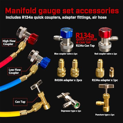 XtremepowerUS HVAC Vacuum Pump Manifold HVAC R134a, R12, R22, R410a, A/C Refrigeration R134, R134 Quick Connector AC Manifold Gauge Air Conditioner Oil Bottle w/Bag (4.5CFM) - size: 4.5CFM
