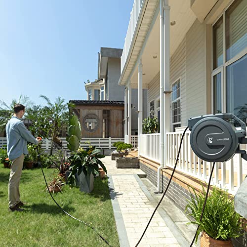 Giraffe Tools Retractable Garden Hose Reel 1/2"130FT Metal Bracket - size: 1/2 inch x 130 ft