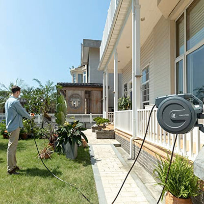 Giraffe Tools Retractable Garden Hose Reel 1/2"130FT Metal Bracket - size: 1/2 inch x 130 ft