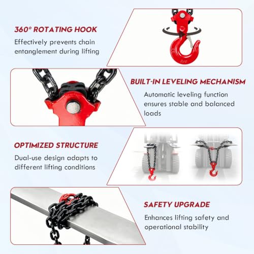 Forklift Lifting Hook 6600LBS, 360° Swivel, G80 Steel Forklift Attachment
