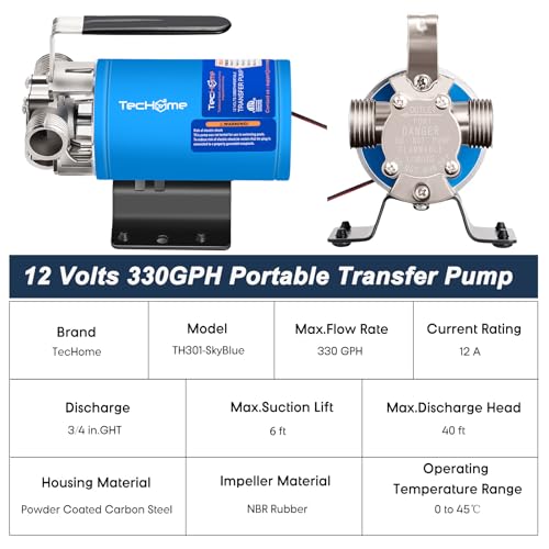TecHome 12V Water Transfer Pump Water Pump Portable Electric Utility Pump. - style: 12V Portable Pump