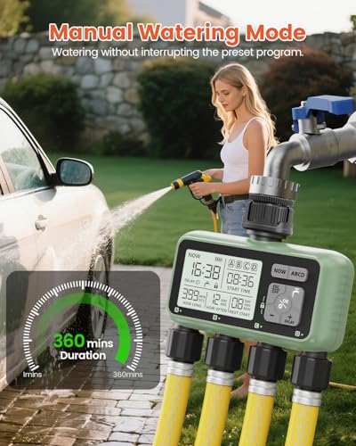 4 Zone Sprinkler Timer, Programmable Water Timer for Garden Hose - size: 4 Outlet