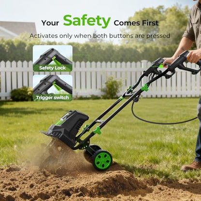 1800W 15A Corded Electric Tiller for Gardening and Soil Cultivation