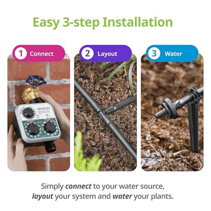 Raindrip R560DP Drip Watering System, Automatic Drip Irrigation System with Timer for Containers and Hanging Baskets, Waters up to 20 Plants, Includes 20 Drippers, Black - color: Timer, style: Container & Hanging Baskets