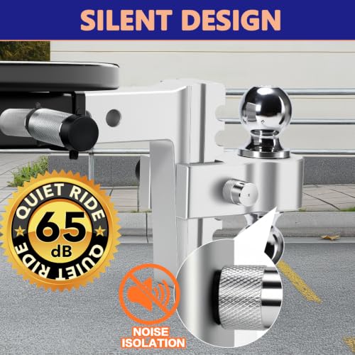 2" Aerospace Aluminum Trailer Hitch with 6 Inch Rise/Drop & 12,500 lbs GTW - color: Silver