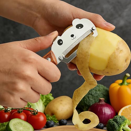 Maxjoy Vegetable Peeler, Stainless Steel Blade, PP Handle - color: Walnut#Silver