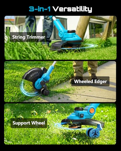 SEESII 13" String Trimmer Electric Weed Wacker with 2×4000mAh Batteries