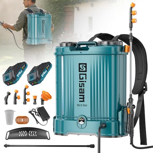 5.3 Gallon Battery Powered Backpack Sprayer,21V 2 Batteries Garden Sprayer - color: blue-03