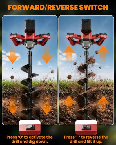 42V Cordless Auger Post Hole Digger with 2x4.5Ah Batteries & Dual Chargers - color: Black