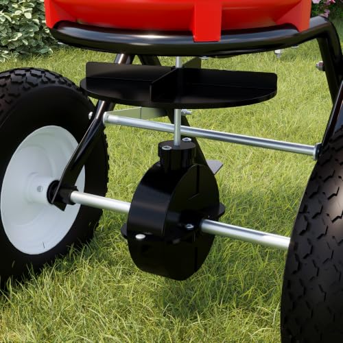 MOUMON 50LBS Push Broadcast Fertilizer Spreader, Walk-Behind Garden Seeder
