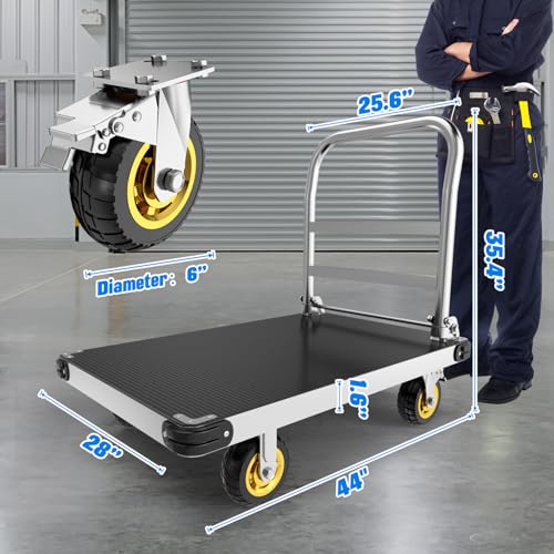 2500 lb Extra Large Platform Truck, 44" x 28" Foldable Flatbed Cart - size: 44" x 28"