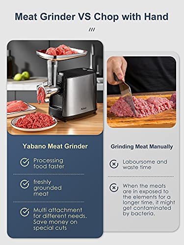 Yabano Electric Meat Grinder 3000W Max Heavy Duty Meat Mincer - color: Silver&Black