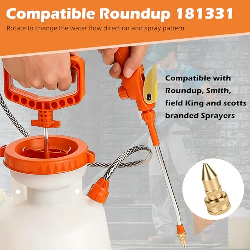 2Pcs 181331 Adjustable Sprayer Nozzle with Gaskets, All Brass Sprayer Nozzle Tips Compatible with Roundup, Smith, Field King, Scotts, for Backpack & Handheld Sprayers
