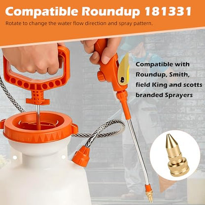 2Pcs 181331 Adjustable Sprayer Nozzle with Gaskets, All Brass Sprayer Nozzle Tips Compatible with Roundup, Smith, Field King, Scotts, for Backpack & Handheld Sprayers