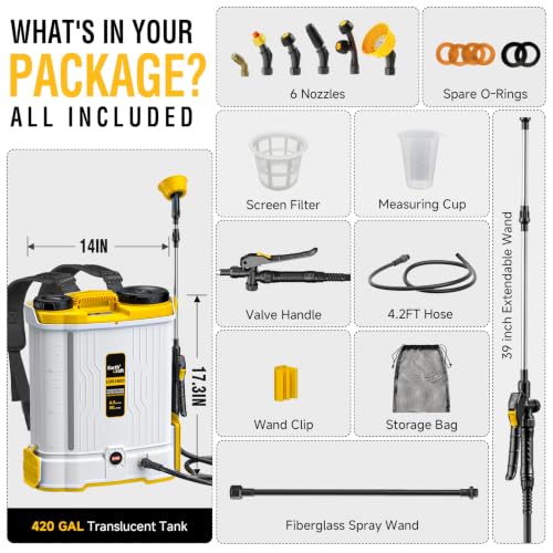 4.2 Gal Backpack Sprayer for DeWalt 20V Battery (Tool Only) - size: 4.2GAL