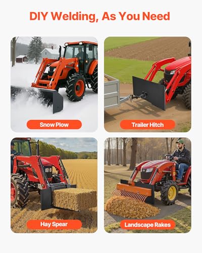 VEVOR 1/4 in Skid Steer Mount Plate, Universal Quick Attach Mount Plate, Easy to Bolt, 3000lbs Load Capacity, Heavy Duty Steel Loader Plates Compatible with Kubota Bobcat Skid Steers & Tractors - size: 1/4 Inch