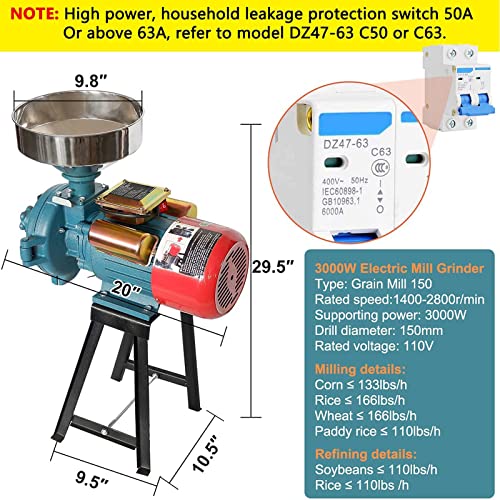 Electric Grain Mill, 3000W 110V Heavy Duty Mill Grinder
