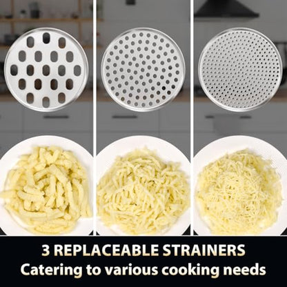 Potato Ricer,Stainless Steel Potato Masher Anti-Slip Grip,Orange | 3 texture discs, holiday batch prep for soft produce, suitable home and commercial kitchen daily use, matched cleaning brush - color: Orange
