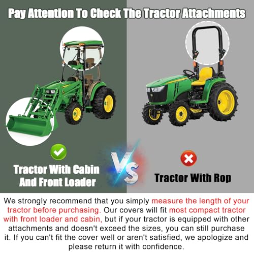 Waterproof Tractors Cover Fit Campact Tractor with Cabin and Front Loader - size: 150 L x 75 W x 110 H