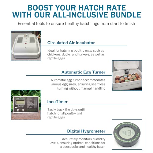 HovaBator 2370 Deluxe Automatic Egg Incubator Kit, Automatic Egg Turner - size: No Additional Tray, style: No Auto Humidity System