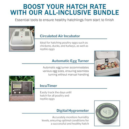 HovaBator 2370 Deluxe Automatic Egg Incubator Kit, Automatic Egg Turner - size: No Additional Tray, style: No Auto Humidity System