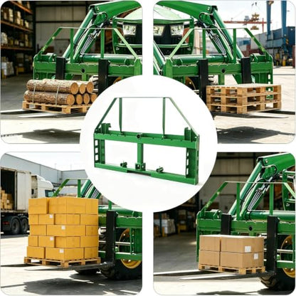 4000 LBS Rated Pallet Fork Attachment, 45" Quick Attach Frame with 48" Fork Blades, 3 Spear Sleeves & 2" Hitch Receiver, Heavy Duty Fork Set Compatible with John Deere Tractor Loaders
