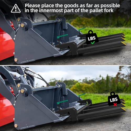 Clamp On Debris Forks To 48-60" Bucket, 4,6-Tine Clamp On Pallet Forks Bucket Forks Attachments, Ideal For Loader, Tractor Buckets, Skidsteer,43" 2500 LBS - size: 43" 2500 LBS