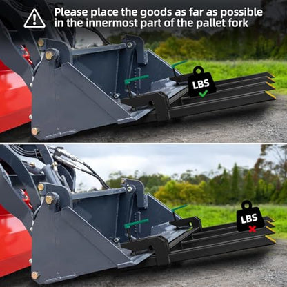 Clamp On Debris Forks To 48-60" Bucket, 4,6-Tine Clamp On Pallet Forks Bucket Forks Attachments, Ideal For Loader, Tractor Buckets, Skidsteer,43" 2500 LBS - size: 43" 2500 LBS
