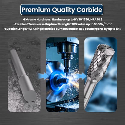 LU&MN SB-3 Tungsten Carbide Burr, 3/8" Head, 1/4" Shank, 1 Pcs - size: SB-3