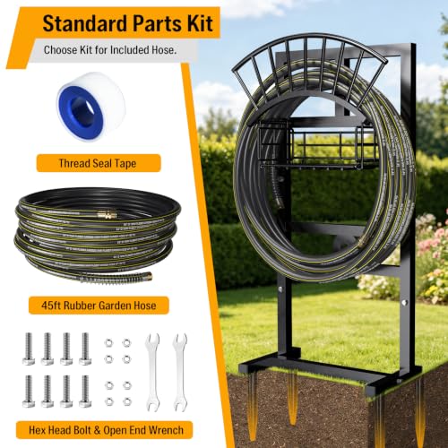 Garden Hose Holder with 45ft Kink Free Water Hose Kit