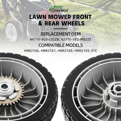 CheeMuii 2PCS HRR216 Lawn Mower Rear Wheels Kit Replace for 42710-VE2-M02ZE | 8 Inch Lawn Mower Back Drive Wheel Replace for 42710-VE2-M02ZE Compatible with Honda Lawn Mower HRR216 HRS216 HRT216, etc - color: Gray-8IN-2REAR(HRR216)