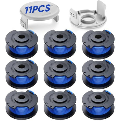 YWTESCH 11 Pack Weed Wacker String Replacement Compatible with Ryobi One+ String Trimmers, 0.065'' AC14RL3A String Trimmer Refill Spool Autofeed Weed Eater String for Ryobi 18v,24v,40v(9 Spool+2 Cap) - size: 9 Spools + 2 Caps