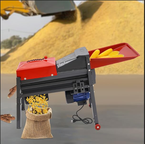 Corn Thresher Machine, Heavy Duty Electric Corn Sheller with Wheels, Automatic Corn Stripping Machine with 13 Adjustable Speed for Homes, Farms, Threshing Rate 99%