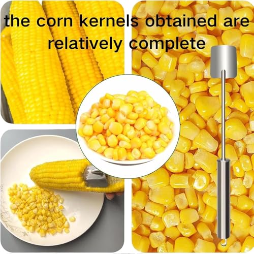 2025 NEW Long Handle Stainless Steel Corn Stripping Tool, Corn Cob Stripper,Corn Cutter, Corn Peeler,Easy Clean Corn Peeler Corn Cob Stripper Tool (2PC)