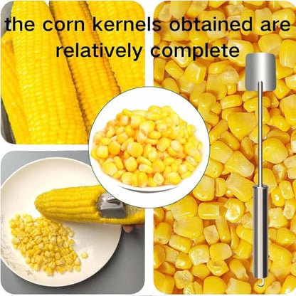 2025 NEW Long Handle Stainless Steel Corn Stripping Tool, Corn Cob Stripper,Corn Cutter, Corn Peeler,Easy Clean Corn Peeler Corn Cob Stripper Tool (2PC)