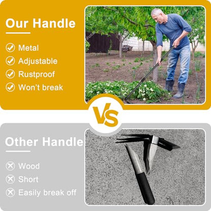 Hoe and Cultivator - 45” Long Handle - Heavy Duty Garden Hoe Tiller, Standing Hoe Garden Tools Durable Cultivator Hoes Hand Rake Fork for Gardening Weeding Planting Loosening Soil - size: 45"