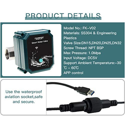 FRANKEVER DN25 Smart Water Valve WiFi Remote Control Faucet Timer 1" Hose - color: DN25