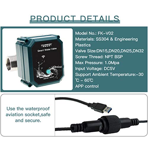 FRANKEVER DN15 Smart Water Valve WiFi Remote Control Faucet Timer 1/2" Hose - color: DN15