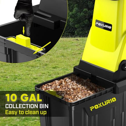 15-Amp Electric Wood Chipper, 50L Collection Bag Chipper Shredder, 1.8" Cutting Diameters Mulcher with Max 25:1 Reduction, Easy-Cleanup Dual Steel Blades Ideal for Twigs, Branches - color: Light Green