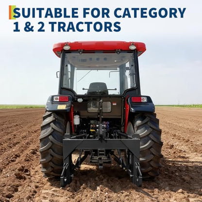 3 Point Quick Hitch for Category 1 Tractor, 3000 Lbs Capacity 3-Pt Attachment with 2 Inch Receiver Hitch, 5 Position Adjustable Top Hook for Easy Tractor Implement Connection