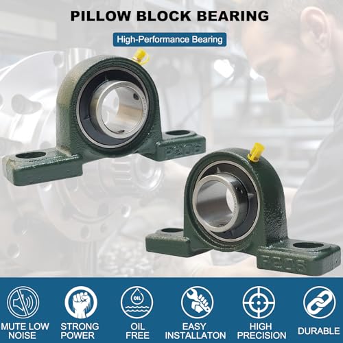4 Pack UCP206-20 Pillow Block Mounted Ball Bearing - 1-1/4" Bore - Solid Cast Iron Base - Self Aligning (206) - size: 4, style: UCP206-20