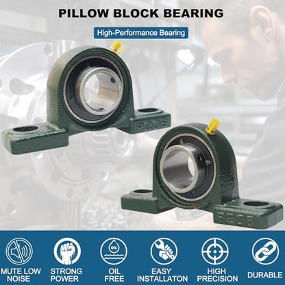 4 Pack UCP206-20 Pillow Block Mounted Ball Bearing - 1-1/4" Bore - Solid Cast Iron Base - Self Aligning (206) - size: 4, style: UCP206-20